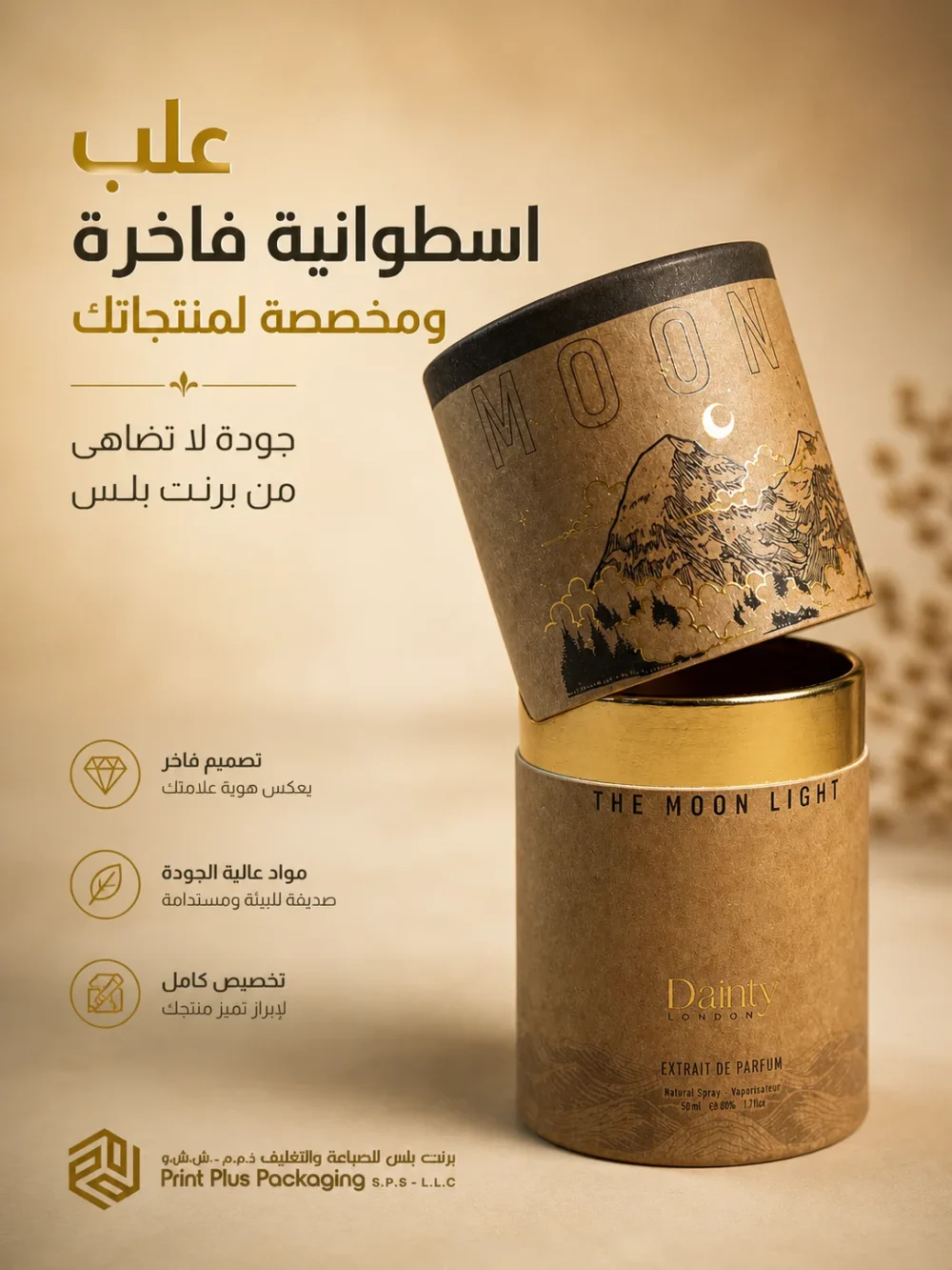 تغليف العطور والحلويات باستخدام علب اسطوانية مخصصة